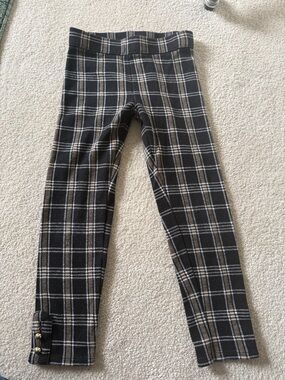 Janie and Jack Black and Tan Plaid Stretch Leggings